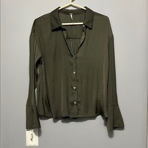 Free People Olive Green Top